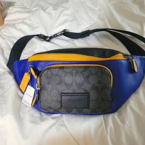 Coach track belt bag , sport blue muti